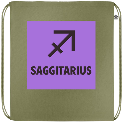 Zodiac Saggitarius Design - Premium colored organic cotton drawstring bag_GREEN_front