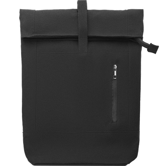 Rolltop Laptop Backpack in Recycled Cotton_BLACK_front