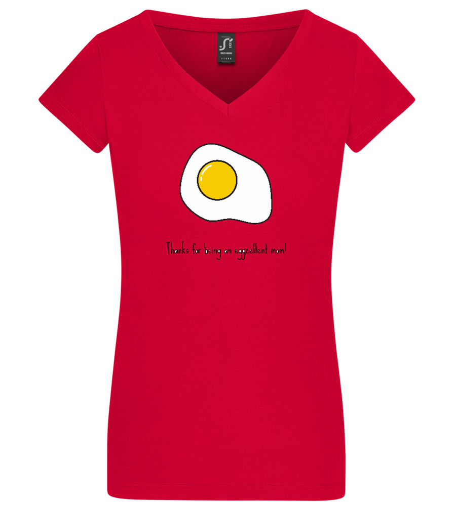 Eggcellent Mom Design - Basic women's v-neck t-shirt_RED_front