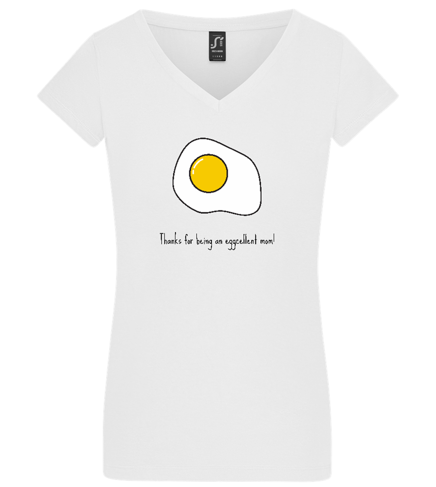 Eggcellent Mom Design - Basic women's v-neck t-shirt_WHITE_front