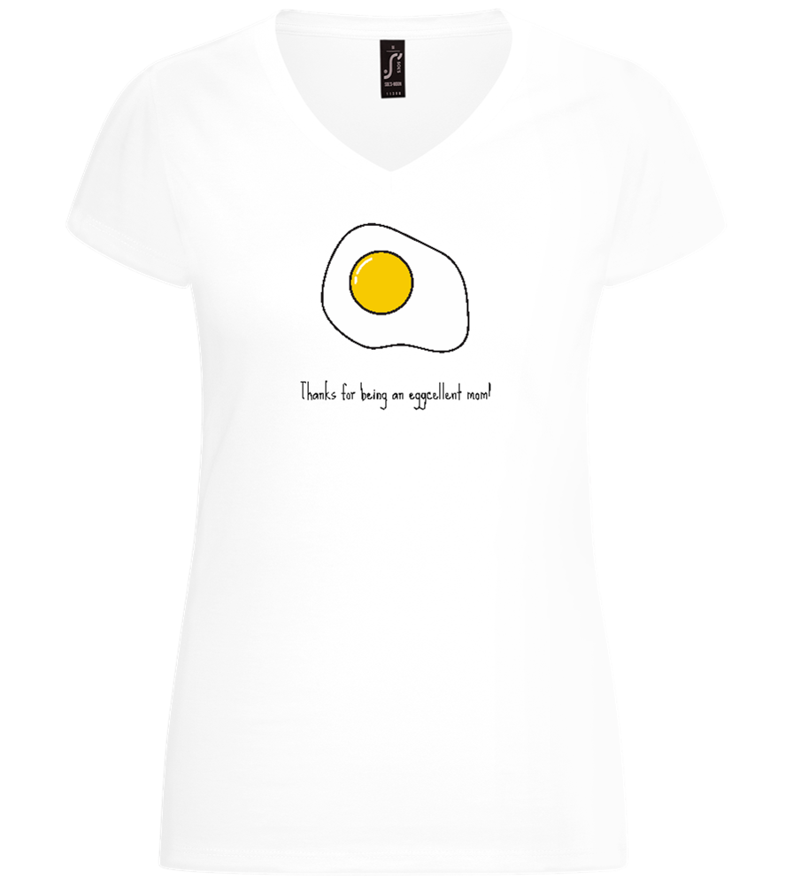 Eggcellent Mom Design - Basic women's v-neck t-shirt_WHITE_front