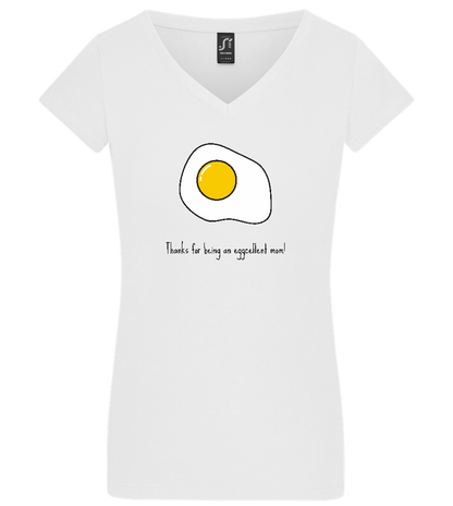 Eggcellent Mom Design - Basic women's v-neck t-shirt_WHITE_front