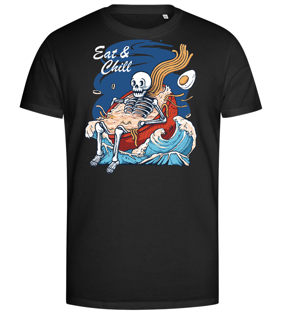 Eat and Chill Design - Premium men's close fitting t-shirt_DEEP BLACK_front