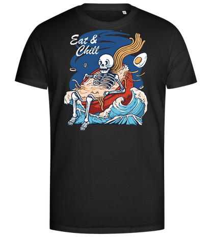 Eat and Chill Design - Premium men's close fitting t-shirt_DEEP BLACK_front