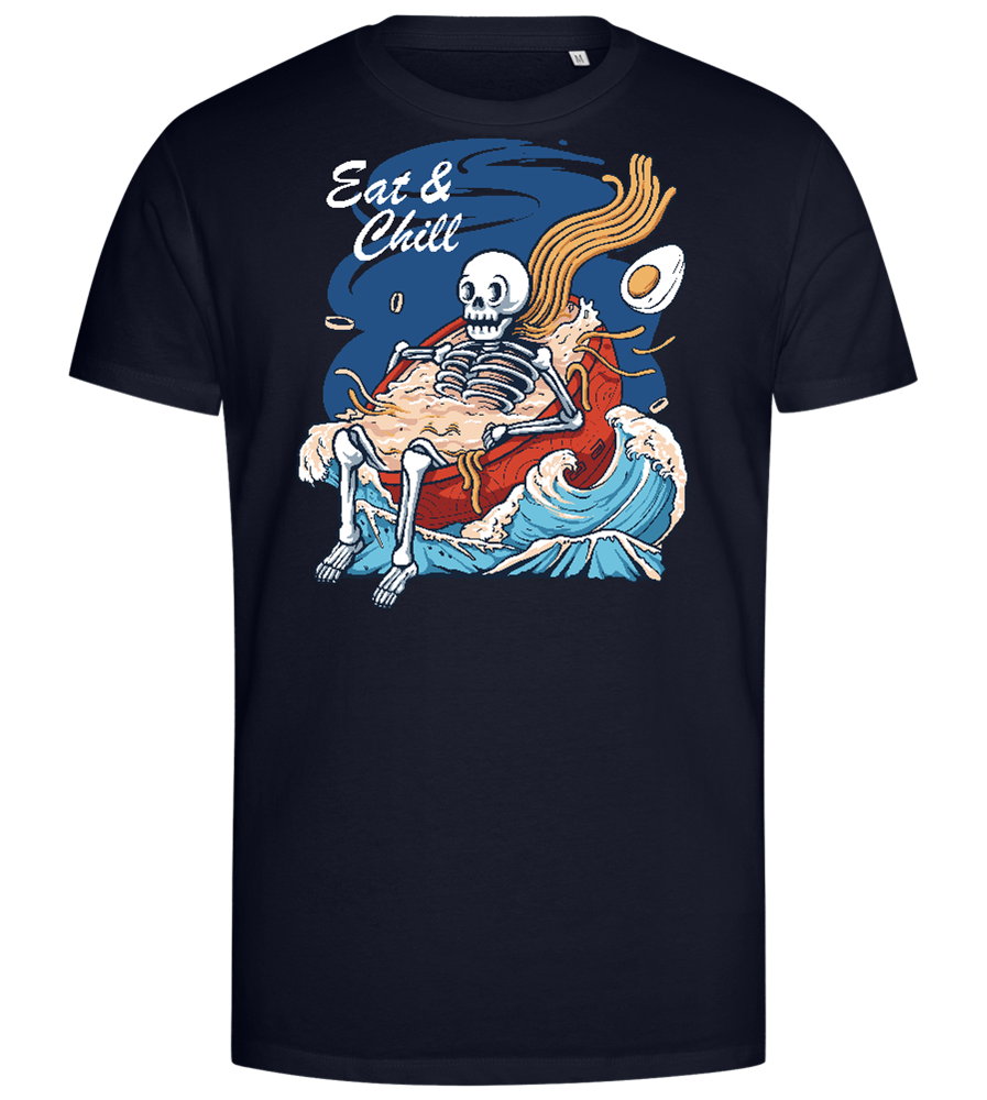 Eat and Chill Design - Premium men's close fitting t-shirt_FRENCH NAVY_front