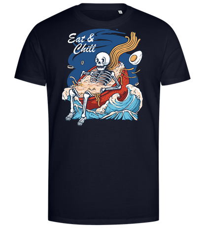 Eat and Chill Design - Premium men's close fitting t-shirt_FRENCH NAVY_front