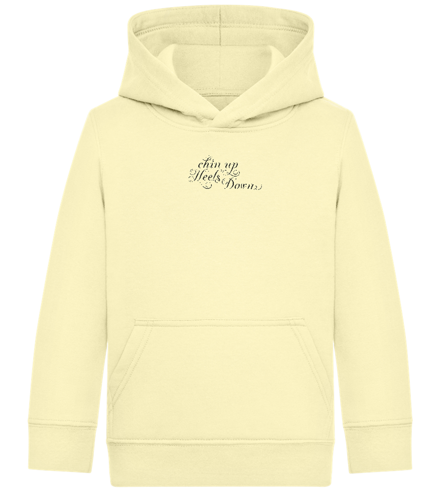 Chin Up Heels Down Design - Comfort Kids Hoodie_AMARELO CLARO_front