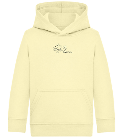 Chin Up Heels Down Design - Comfort Kids Hoodie_AMARELO CLARO_front