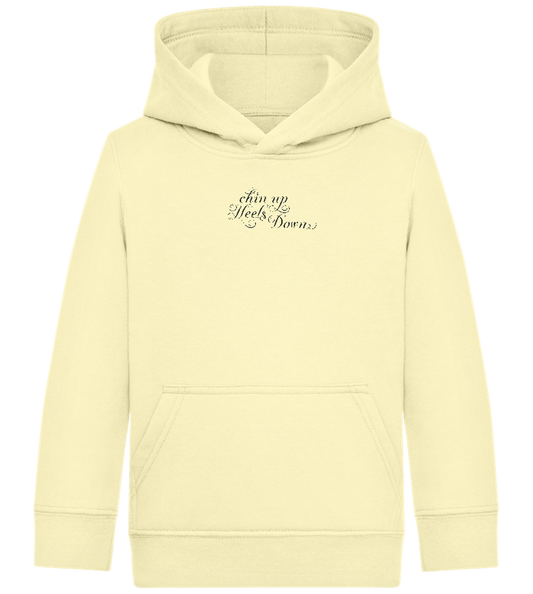 Chin Up Heels Down Design - Comfort Kids Hoodie_AMARELO CLARO_front