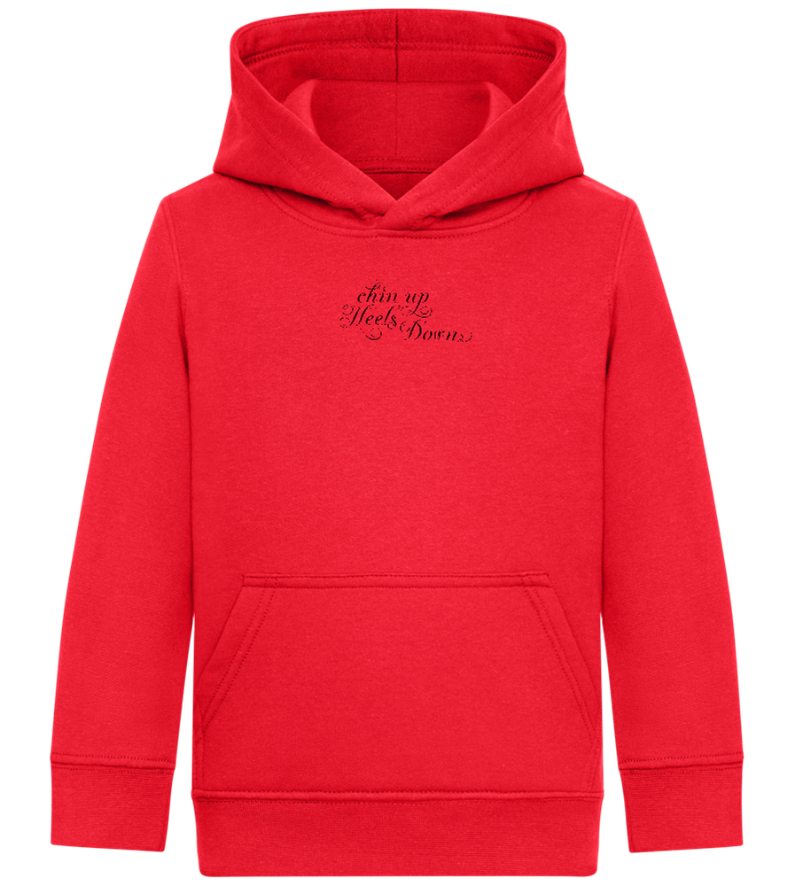 Chin Up Heels Down Design - Comfort Kids Hoodie_BRIGHT RED_front