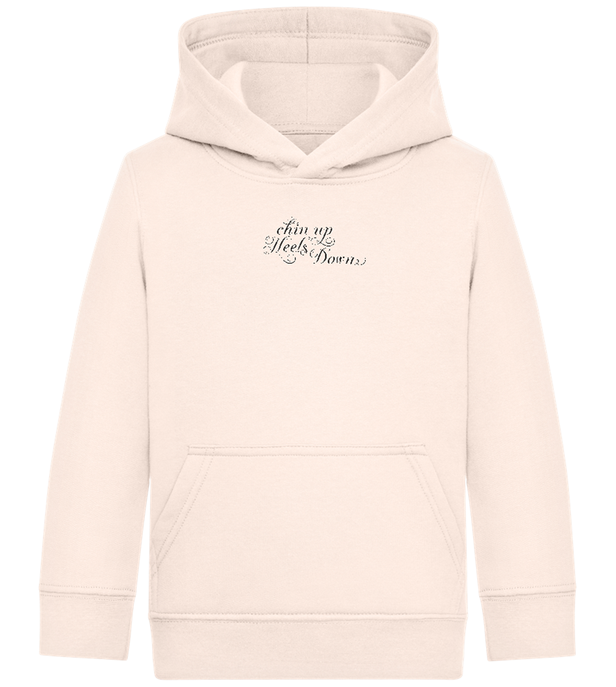 Chin Up Heels Down Design - Comfort Kids Hoodie_LIGHT PEACH ROSE_front