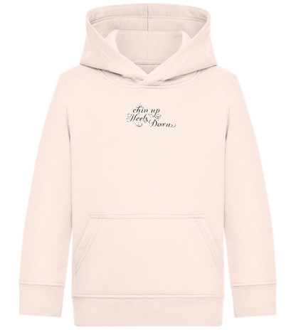 Chin Up Heels Down Design - Comfort Kids Hoodie_LIGHT PEACH ROSE_front