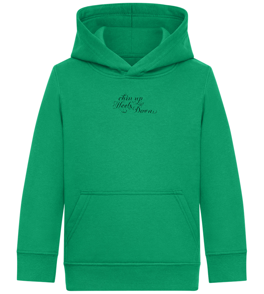 Chin Up Heels Down Design - Comfort Kids Hoodie_MEADOW GREEN_front