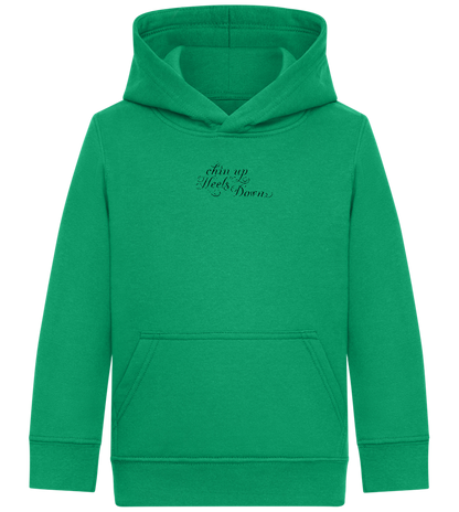 Chin Up Heels Down Design - Comfort Kids Hoodie_MEADOW GREEN_front