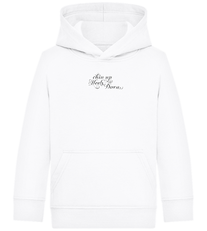 Chin Up Heels Down Design - Comfort Kids Hoodie_WHITE_front