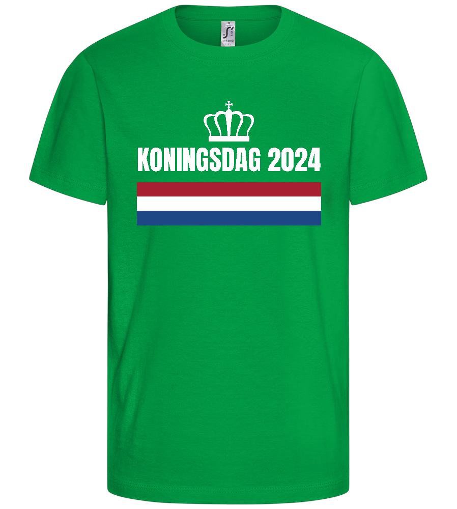 Kingsday Flag Design - Basic kids t-shirt_MEADOW GREEN_front