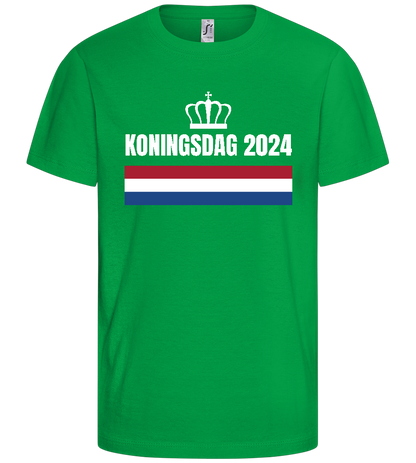 Kingsday Flag Design - Basic kids t-shirt_MEADOW GREEN_front