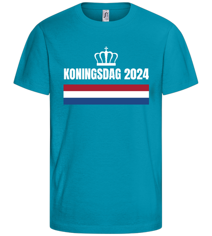 Kingsday Flag Design - Basic kids t-shirt_TURQUOISE_front