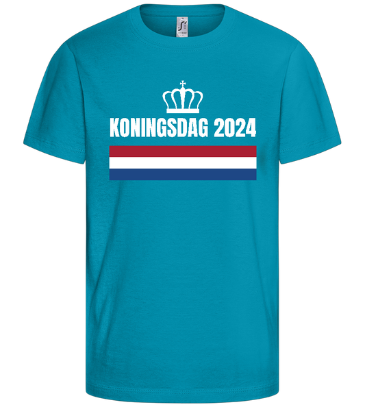 Kingsday Flag Design - Basic kids t-shirt_TURQUOISE_front