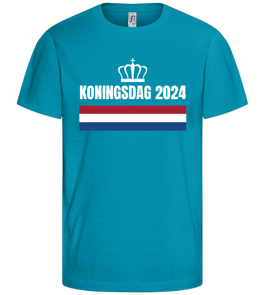 Kingsday Flag Design - Basic kids t-shirt_TURQUOISE_front