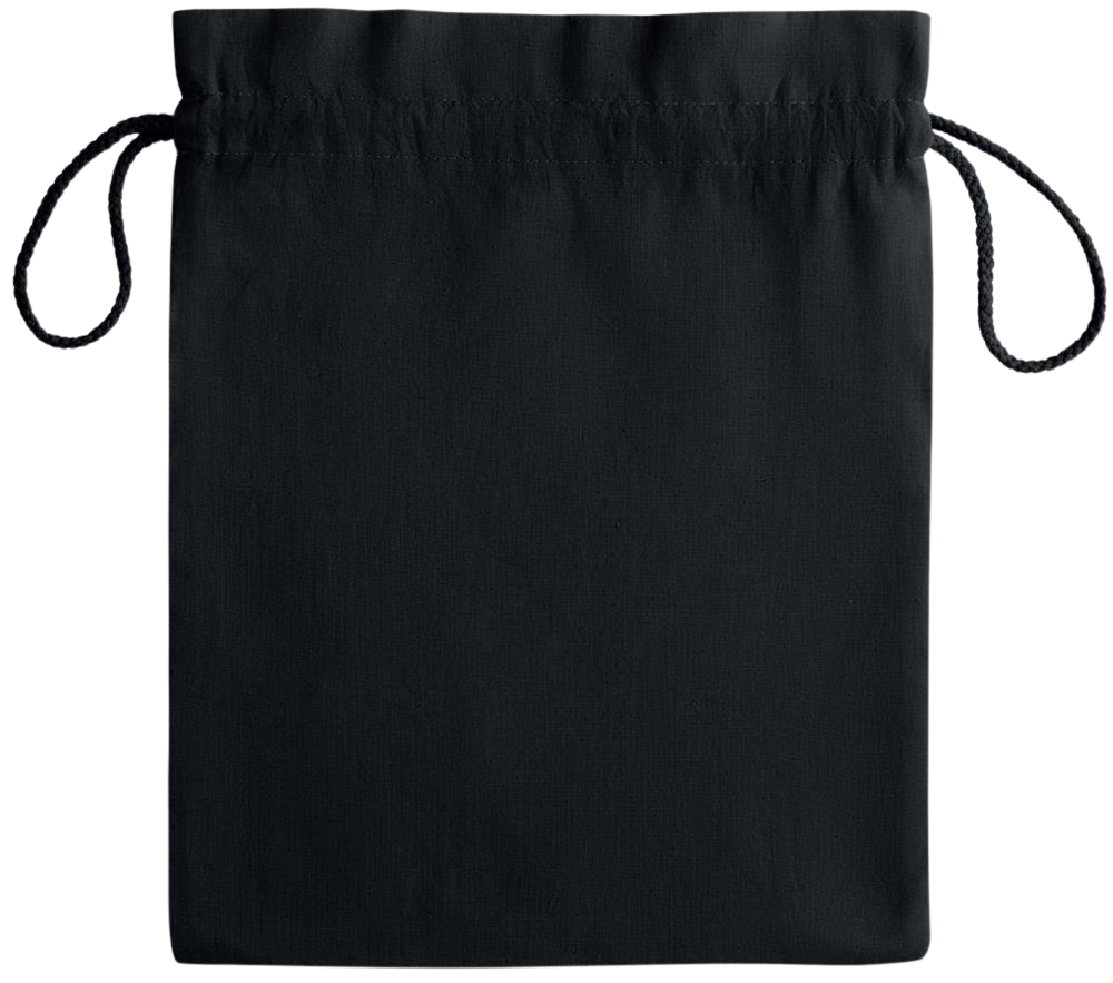 Wild Flower Design - Essential medium colored cotton drawstring bag_BLACK_back