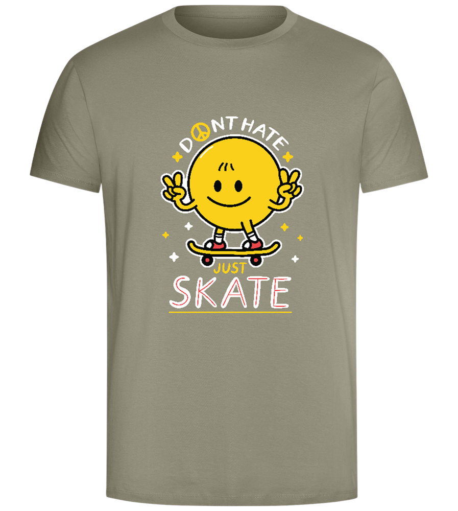 No Hate Go Skate design - Comfort Unisex T-Shirt_KHAKI_front