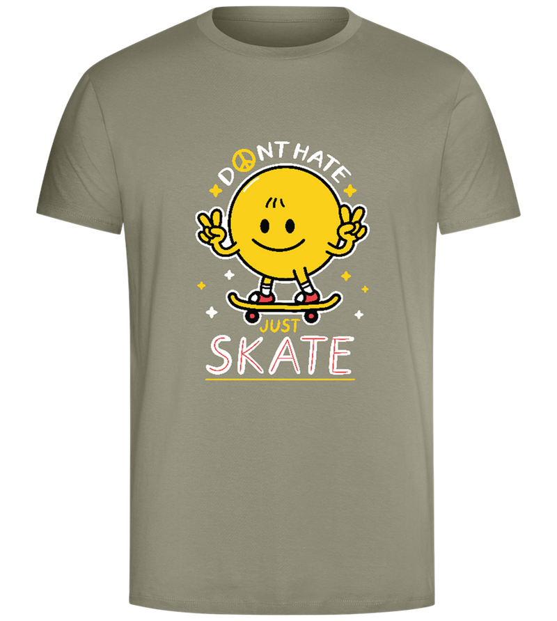 No Hate Go Skate design - Comfort Unisex T-Shirt_KHAKI_front