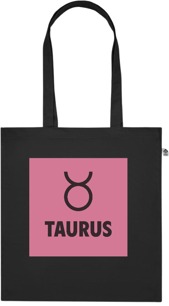 Zodiac Taurus Design - Premium colored organic cotton tote bag_BLACK_front