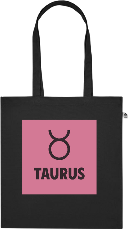 Zodiac Taurus Design - Premium colored organic cotton tote bag_BLACK_front