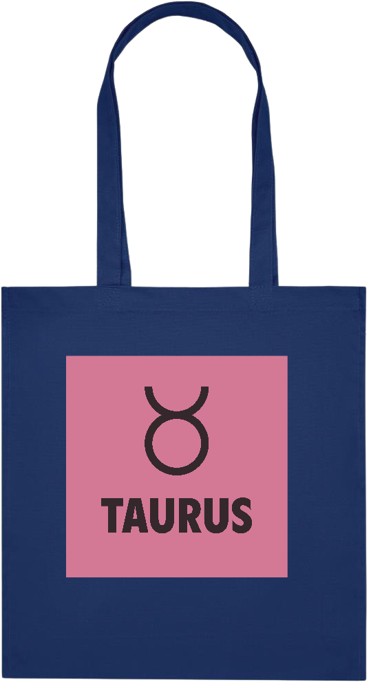 Zodiac Taurus Design - Premium colored organic cotton tote bag_BLUE_front