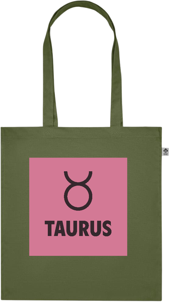 Zodiac Taurus Design - Premium colored organic cotton tote bag_GREEN_front