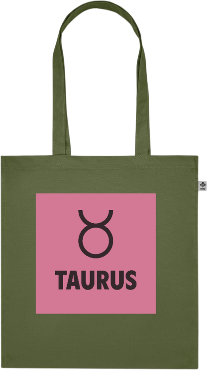 Zodiac Taurus Design - Premium colored organic cotton tote bag_GREEN_front