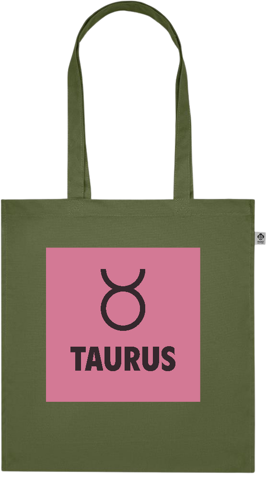 Zodiac Taurus Design - Premium colored organic cotton tote bag_GREEN_front