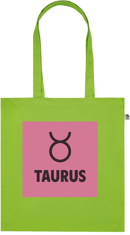 Zodiac Taurus Design - Premium colored organic cotton tote bag_LIME_front