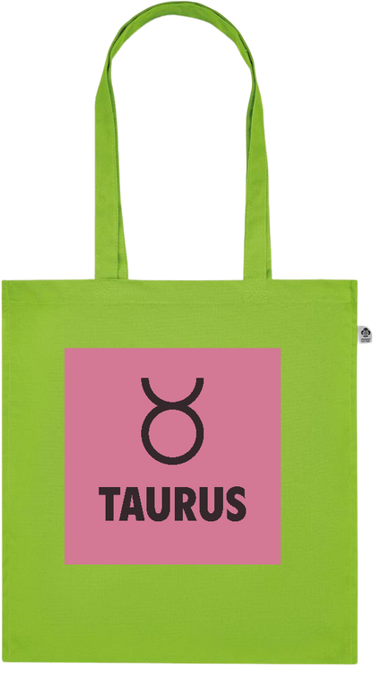 Zodiac Taurus Design - Premium colored organic cotton tote bag_LIME_front