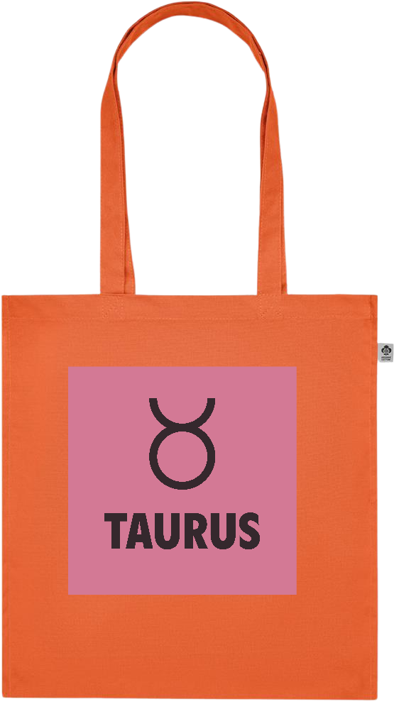 Zodiac Taurus Design - Premium colored organic cotton tote bag_ORANGE_front