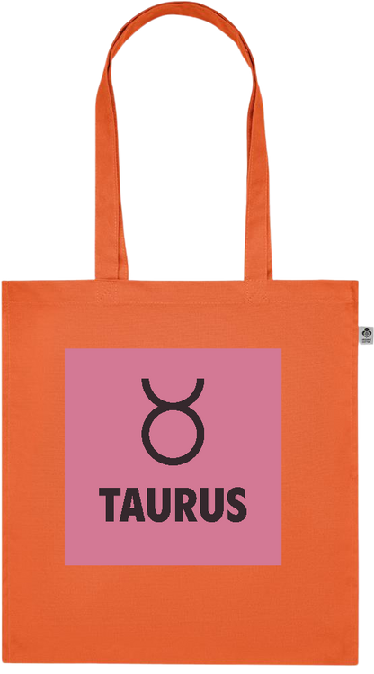 Zodiac Taurus Design - Premium colored organic cotton tote bag_ORANGE_front