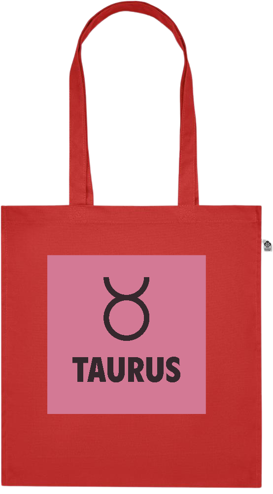 Zodiac Taurus Design - Premium colored organic cotton tote bag_RED_front