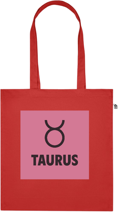 Zodiac Taurus Design - Premium colored organic cotton tote bag_RED_front