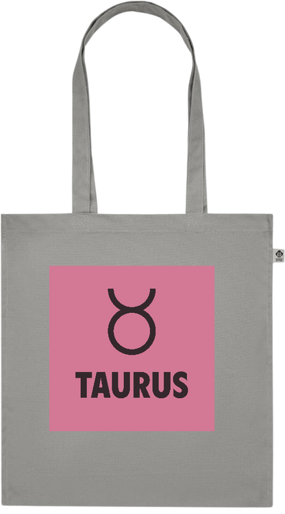 Zodiac Taurus Design - Premium colored organic cotton tote bag_STONE GREY_front