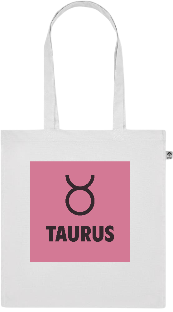 Zodiac Taurus Design - Premium colored organic cotton tote bag_WHITE_front