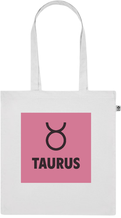 Zodiac Taurus Design - Premium colored organic cotton tote bag_WHITE_front