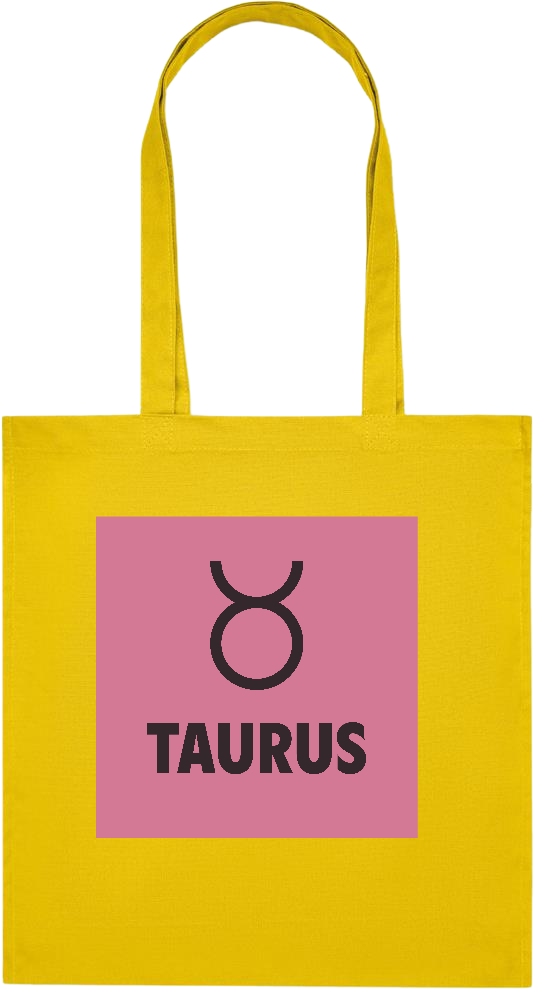 Zodiac Taurus Design - Premium colored organic cotton tote bag_YELLOW_front