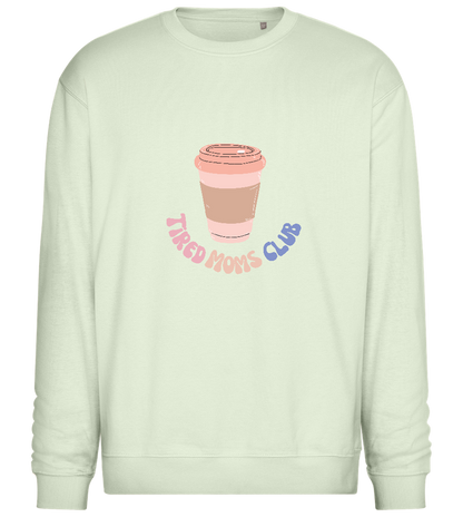 Tired Moms Club Coffee Design - Comfort Essential Unisex Sweater_CREAMY GREEN_front