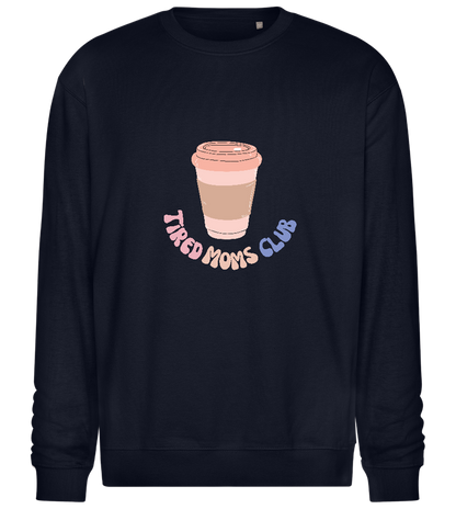 Tired Moms Club Coffee Design - Comfort Essential Unisex Sweater_FRENCH NAVY_front