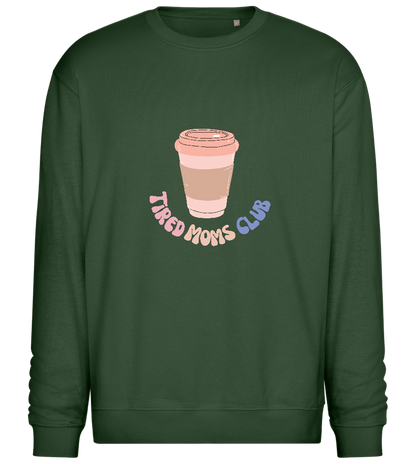 Tired Moms Club Coffee Design - Comfort Essential Unisex Sweater_GREEN BOTTLE_front