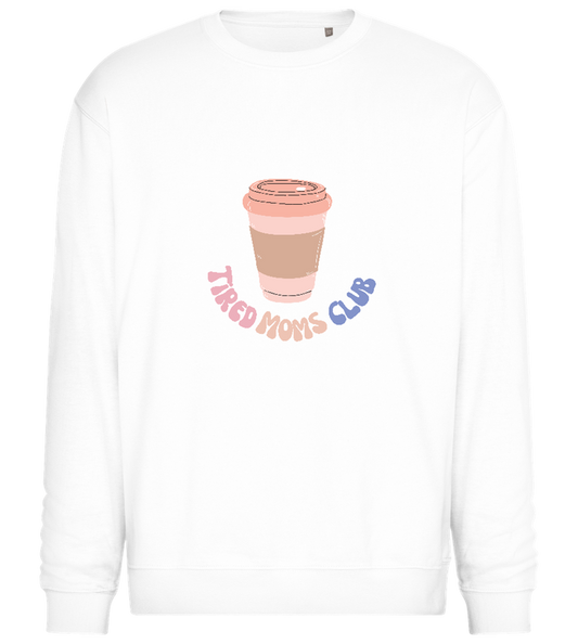 Tired Moms Club Coffee Design - Comfort Essential Unisex Sweater_WHITE_front