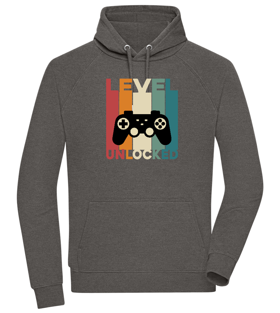 Level Unlocked Game Controller Design - Comfort unisex hoodie_CHARCOAL CHIN_front