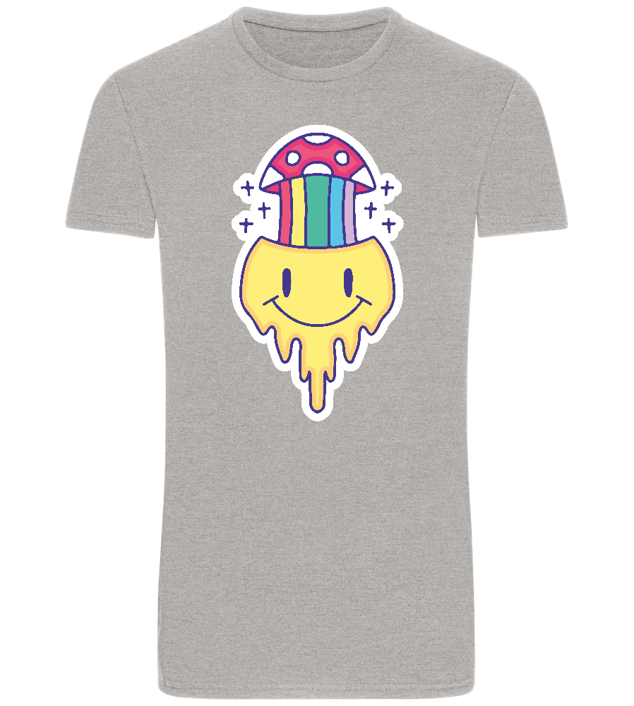 Rainbow Mushroom Smiley Design - Basic Unisex T-Shirt_ORION GREY_front