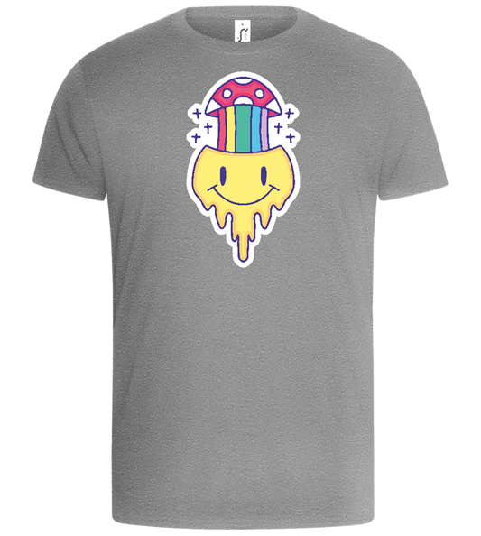 Rainbow Mushroom Smiley Design - Basic Unisex T-Shirt_ORION GREY_front